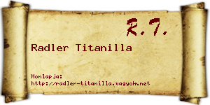 Radler Titanilla névjegykártya